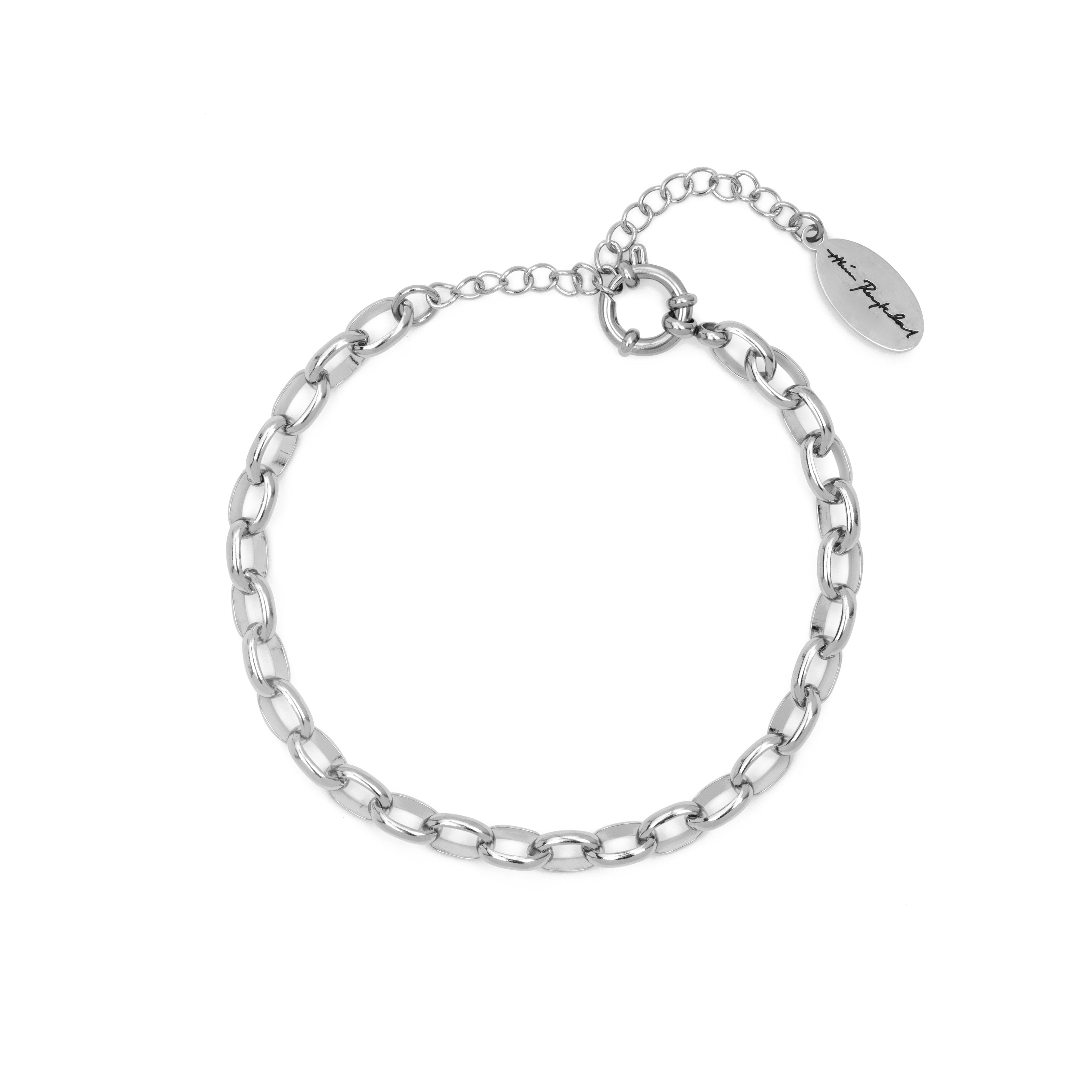 Charm - stál armband, keðja með rúnuðum hlekkjum