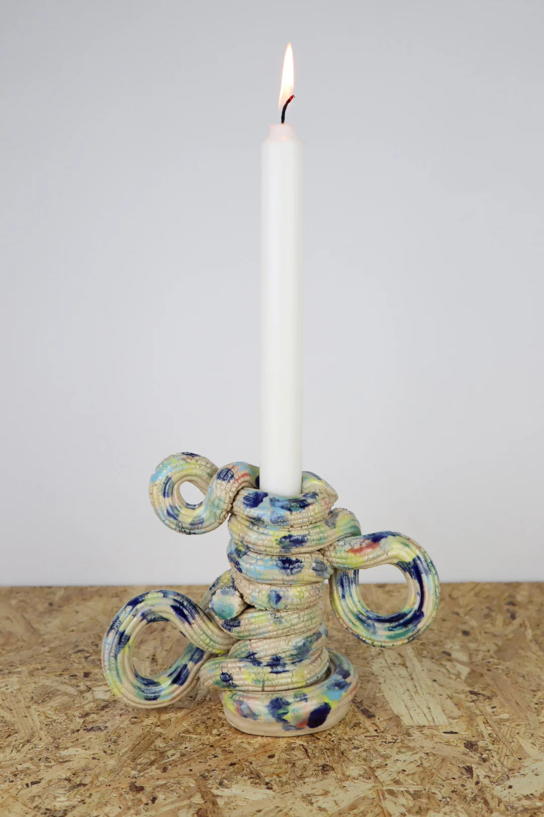 Extruded candleholder - Pastel & blue drip nr.05