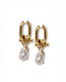 Spiky Pearl Hoops - Gold