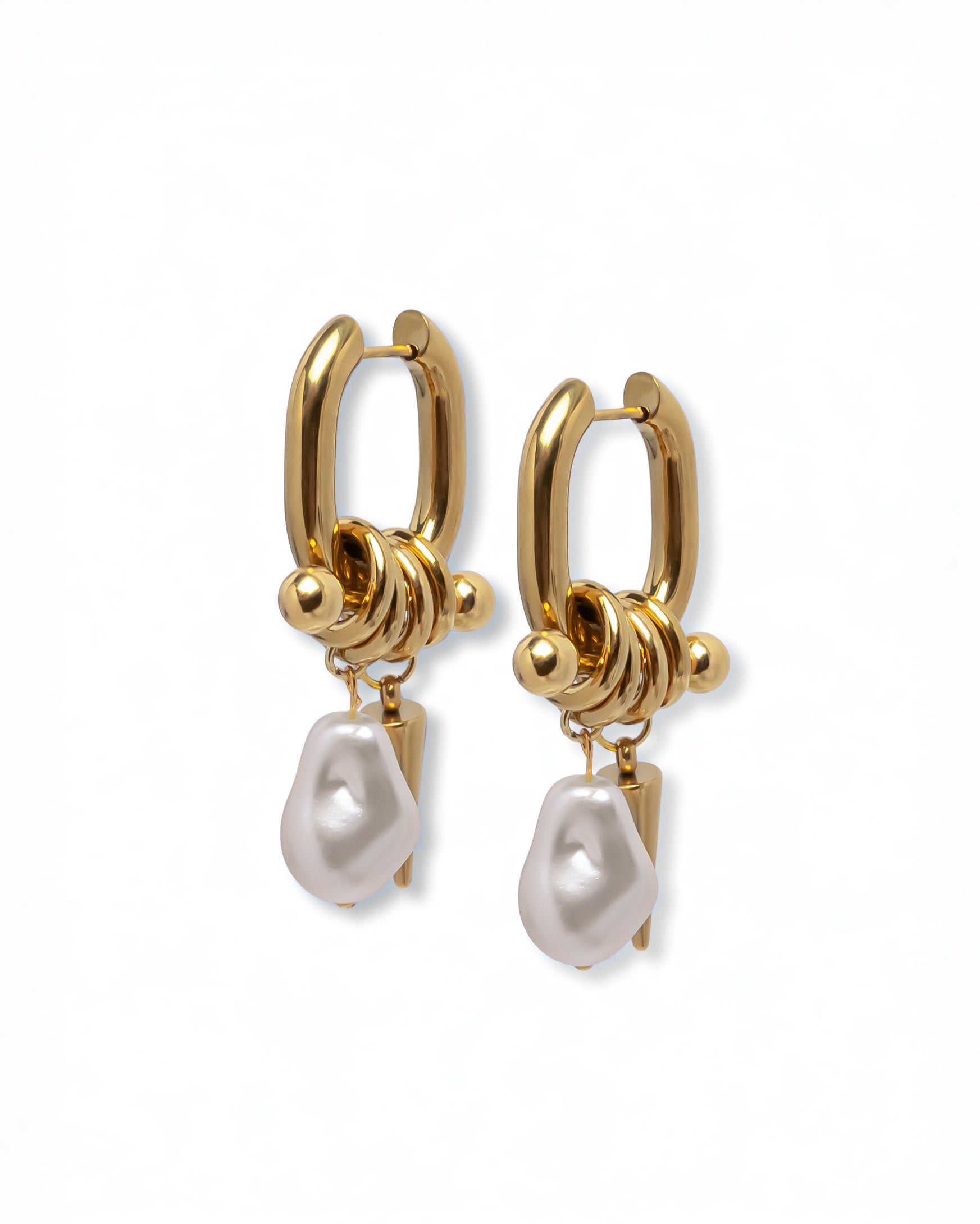 Spiky Pearl Hoops - Gold