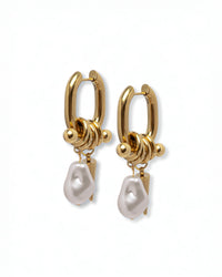 Spiky Pearl Hoops - Gold