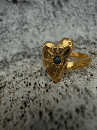 MY HEART Ring GOLD PLATED - blue sapphire