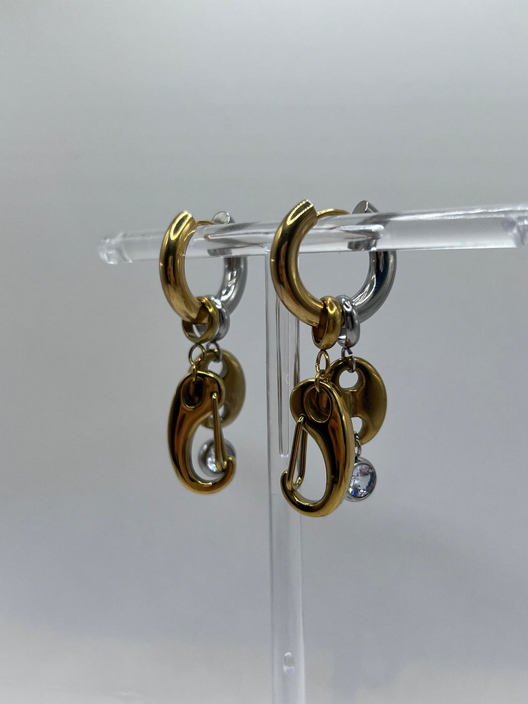 Gold and Silver mismatch-earrings