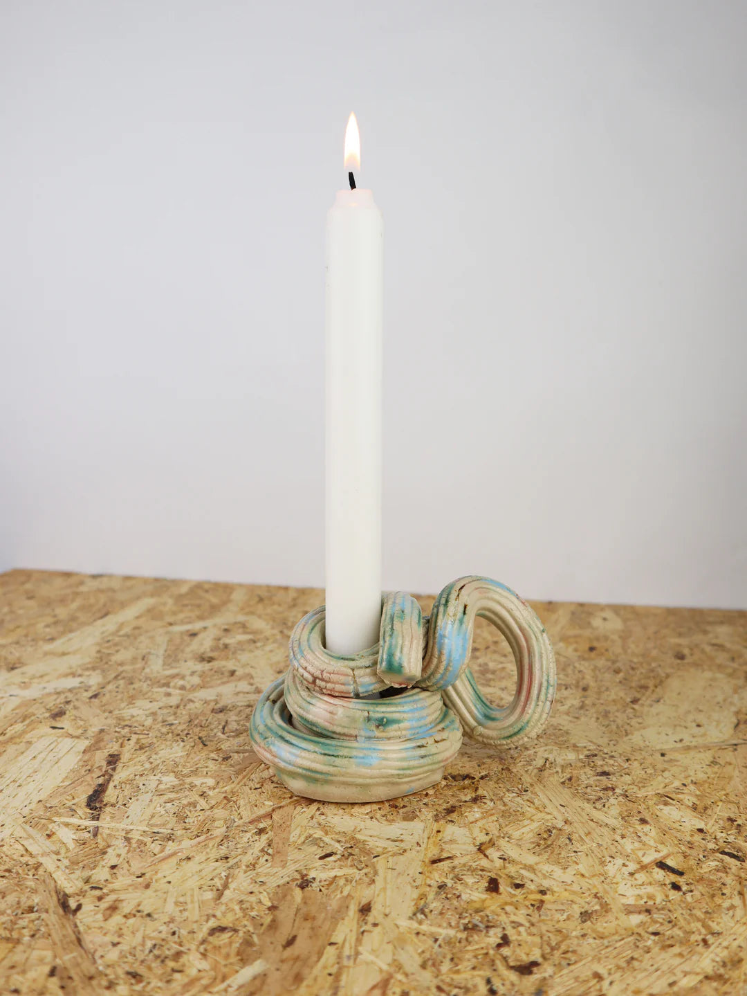 Extruded candleholder - Light blue & green nr.03