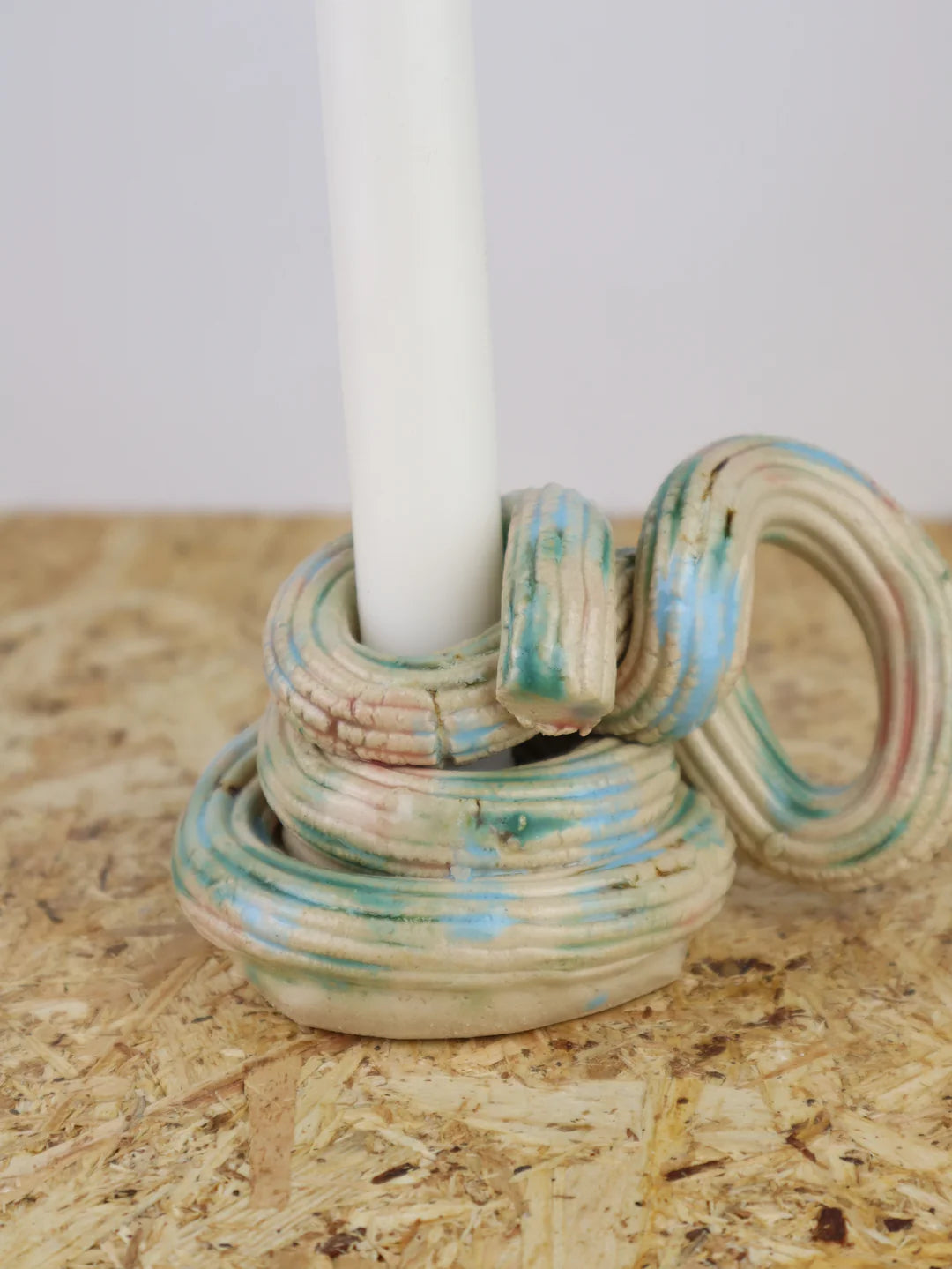 Extruded candleholder - Light blue & green nr.03