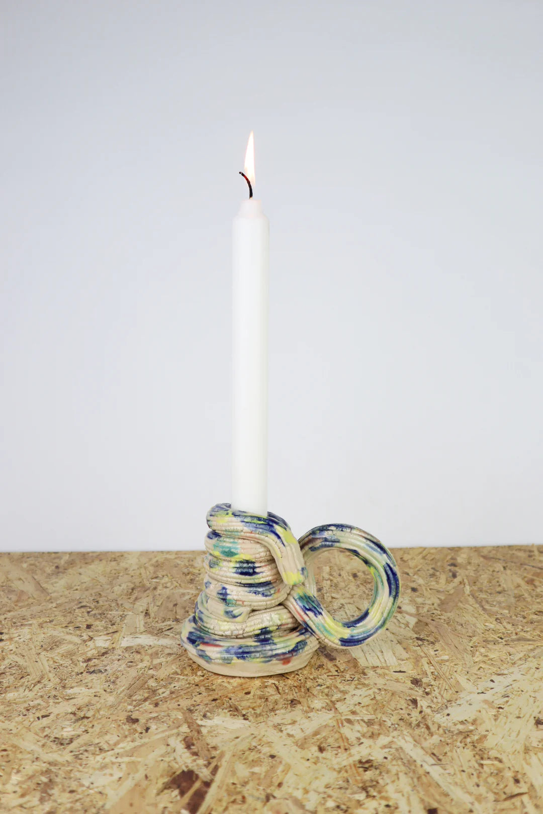 Extruded candleholder - Blue & green & more dots bigger version