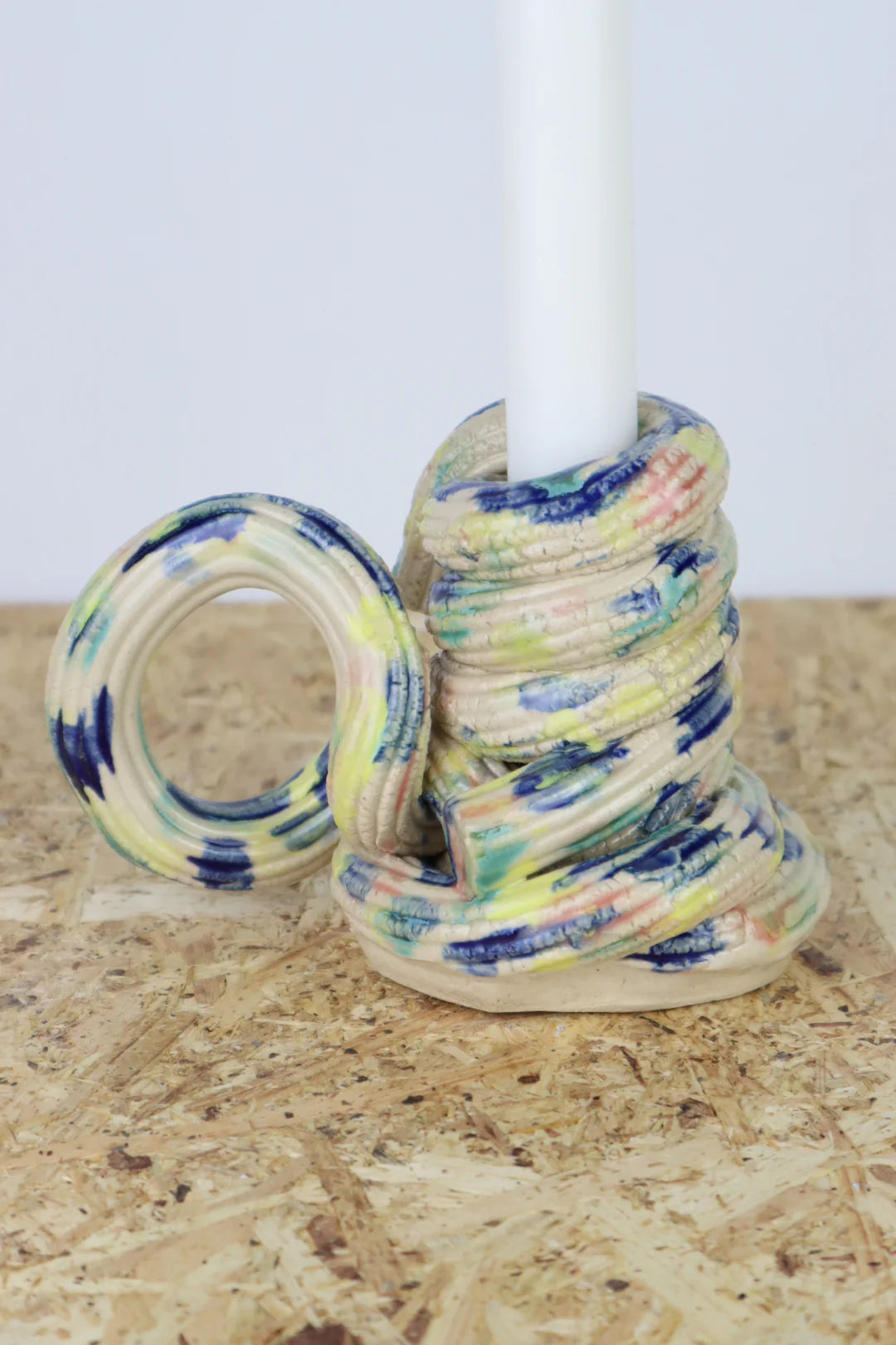 Extruded candleholder - Blue & green & more dots bigger version