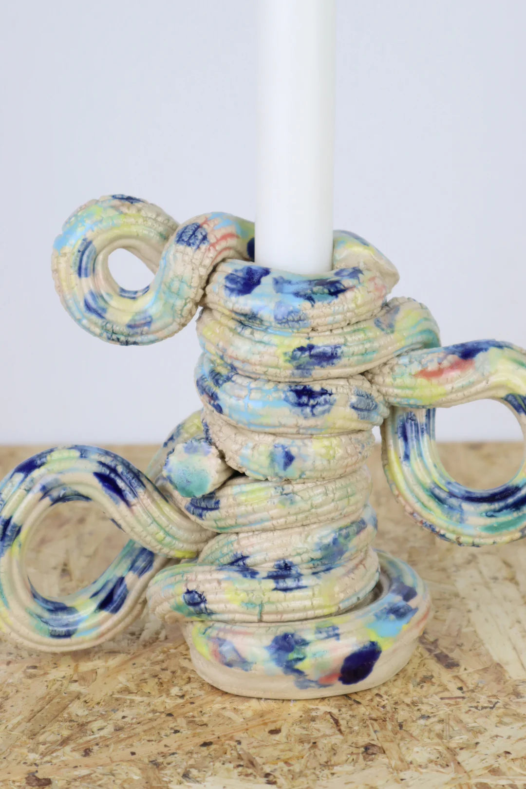 Extruded candleholder - Pastel & blue drip nr.05