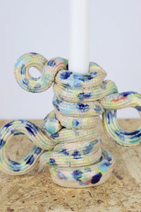 Extruded candleholder - Pastel & blue drip nr.05