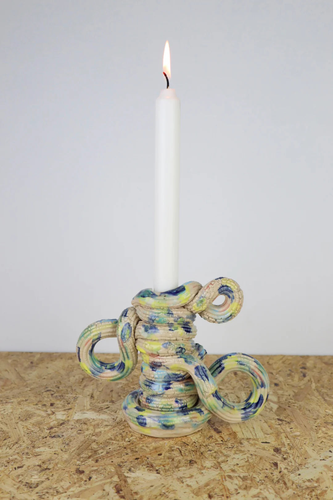 Extruded candleholder - Pastel & blue drip nr.05