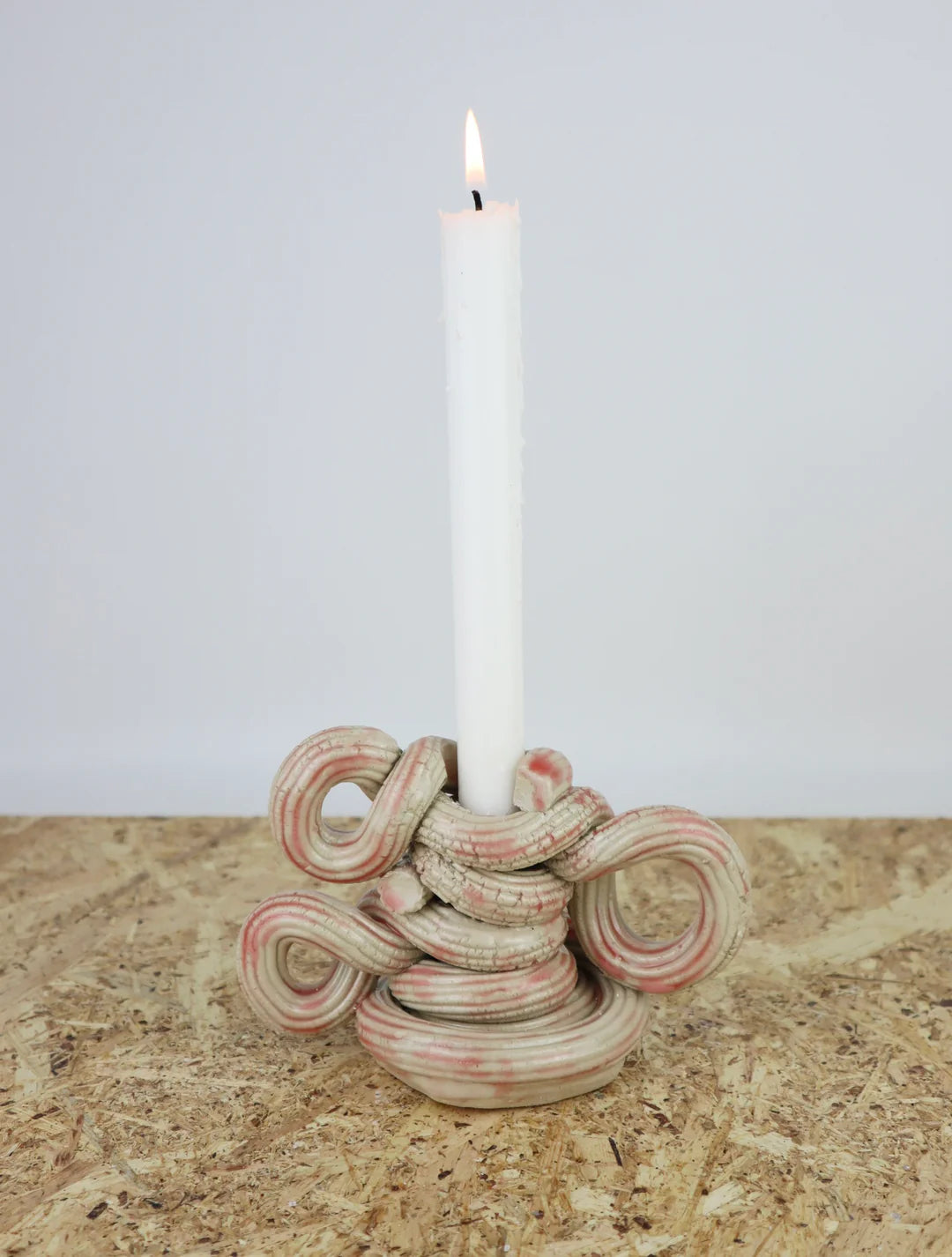 Extruded candleholder -Pink drip nr.05