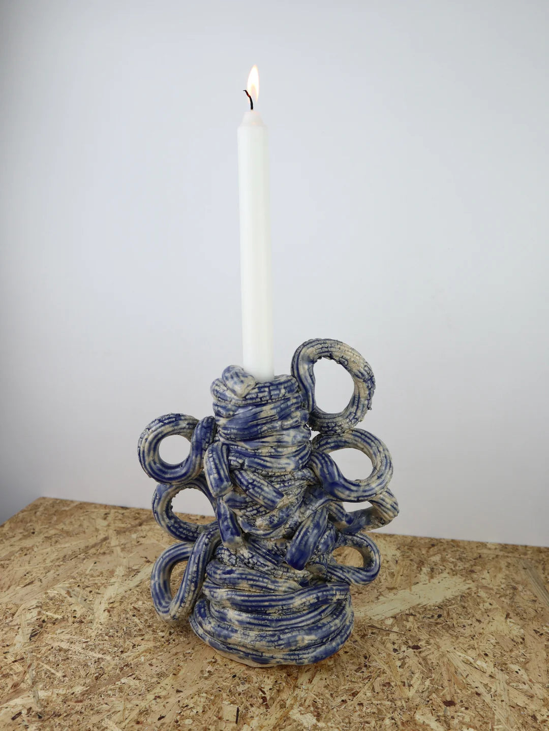 BIG Extruded candleholder - Blue moon drip nr.08
