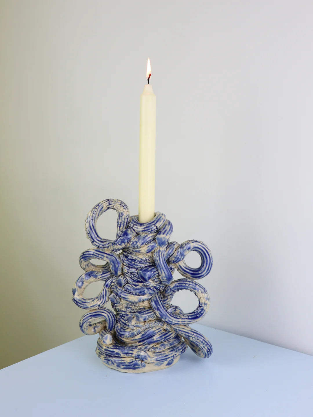 BIG Extruded candleholder - Blue moon drip nr.08