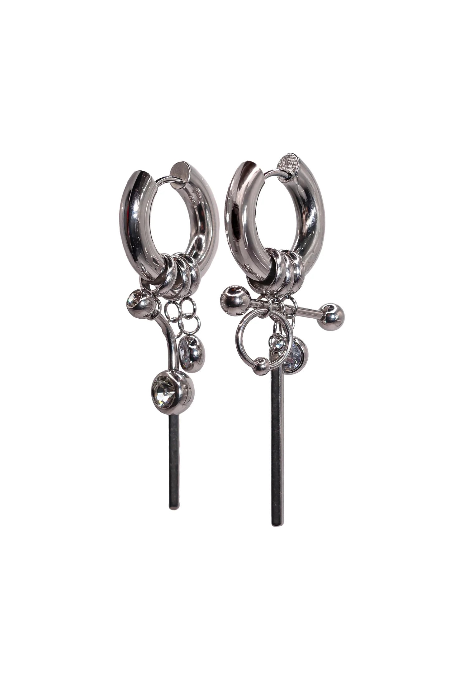 Chunky Piercing Earrings - silver