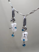 Blue Pearl Piercing Earrings - silver