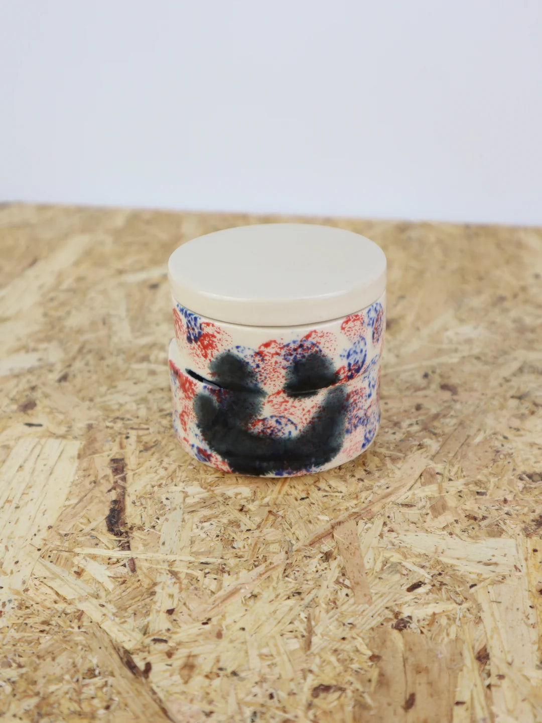 You are funny trinket jar- Blue & red pattern
