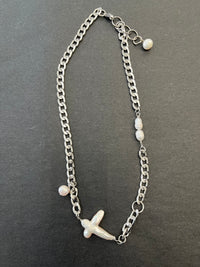 East Wave Cross Pearl Necklace