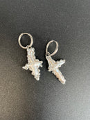 Cross Pearl Earrings