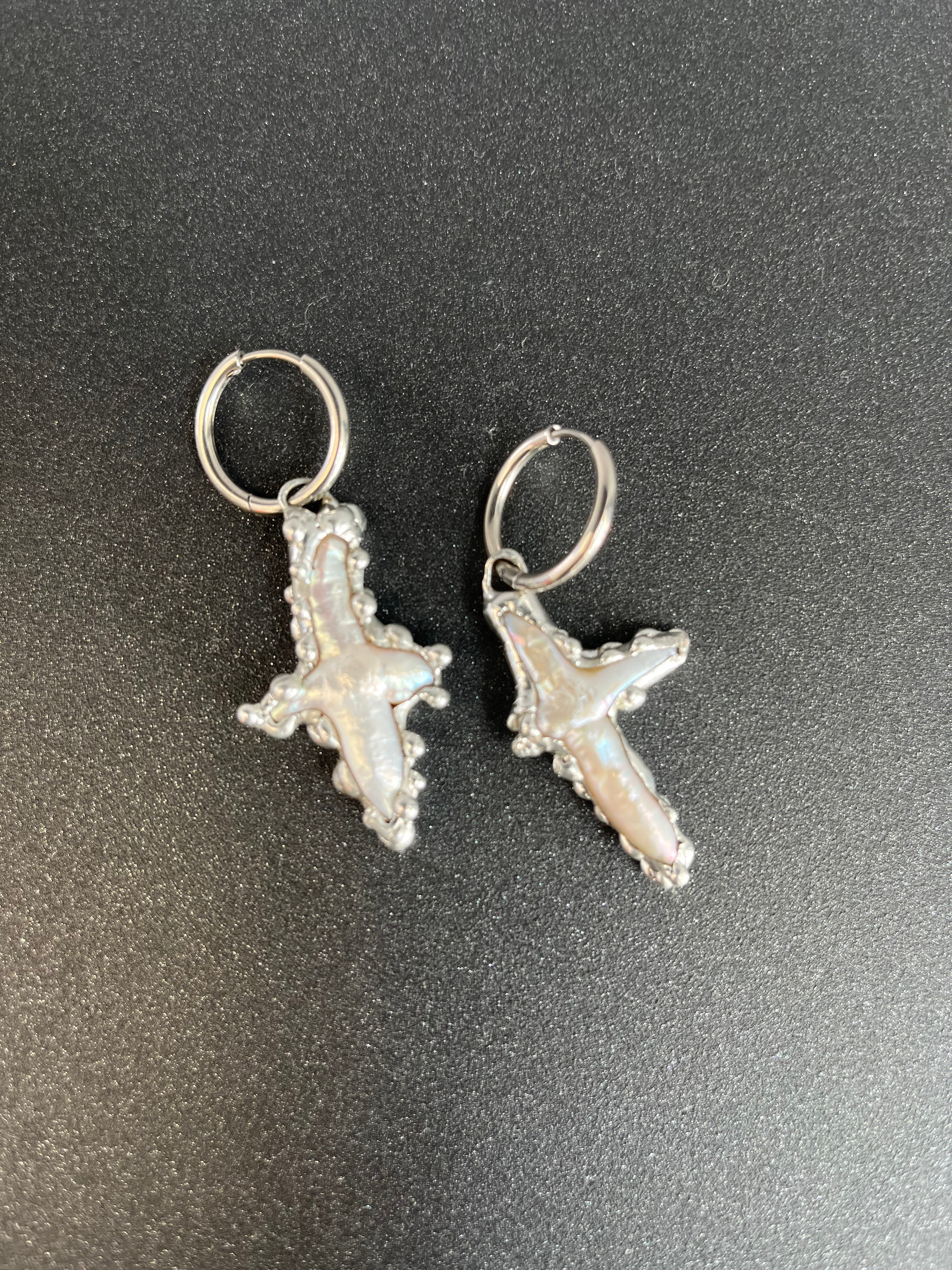 Cross Pearl Earrings