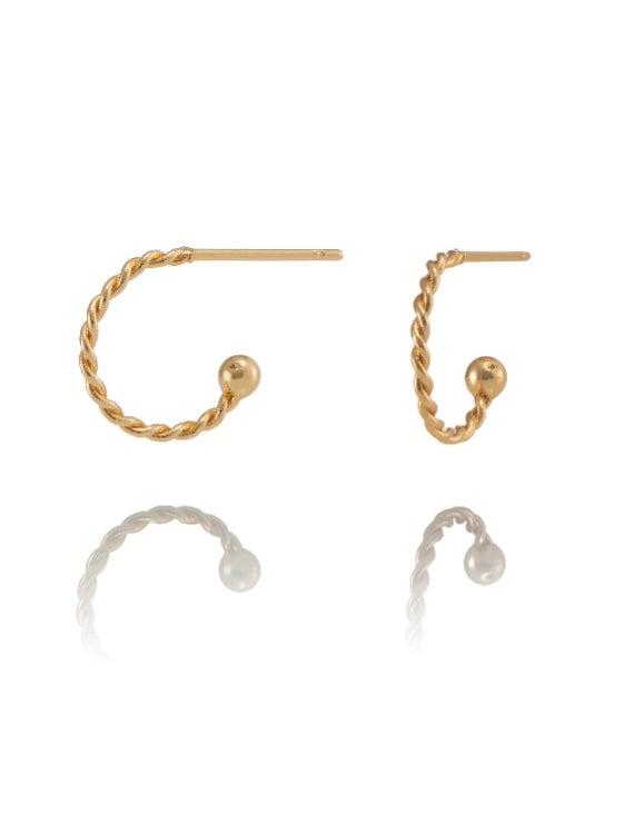 Hoops kaðla lokkar 14K gullhúð