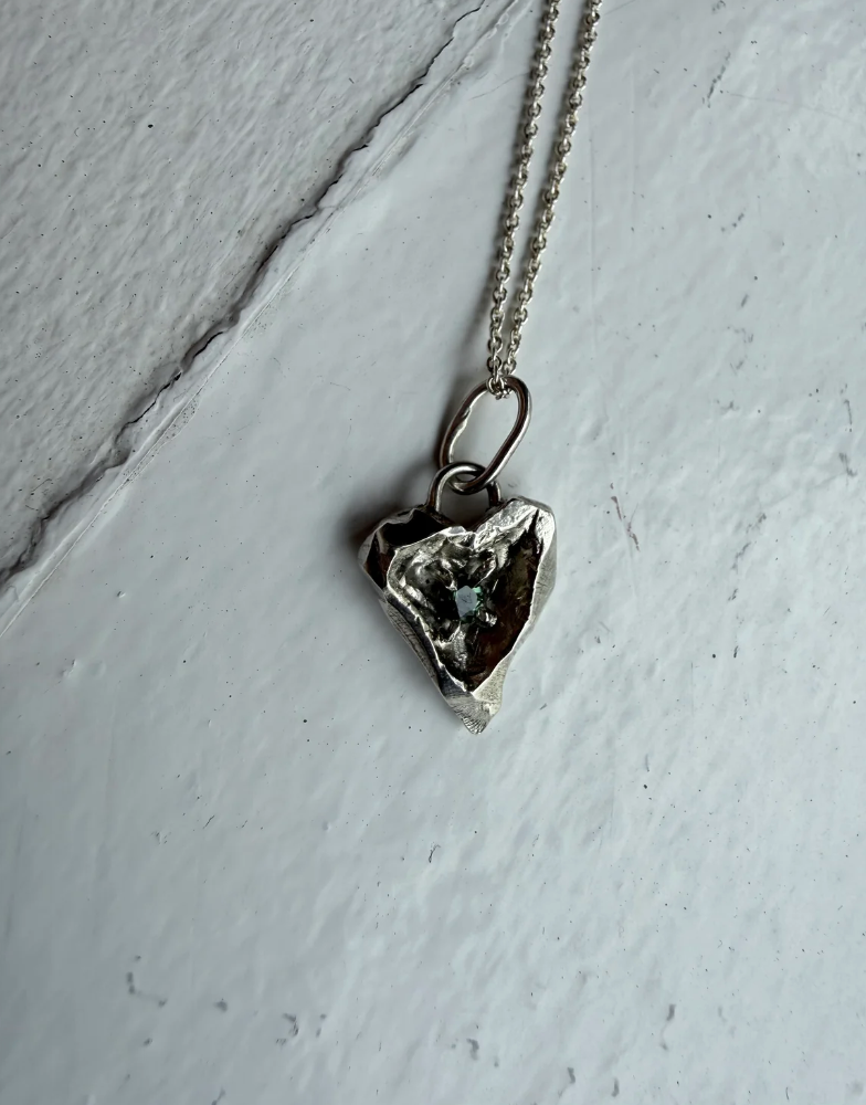 One of a kind heart with tourmaline