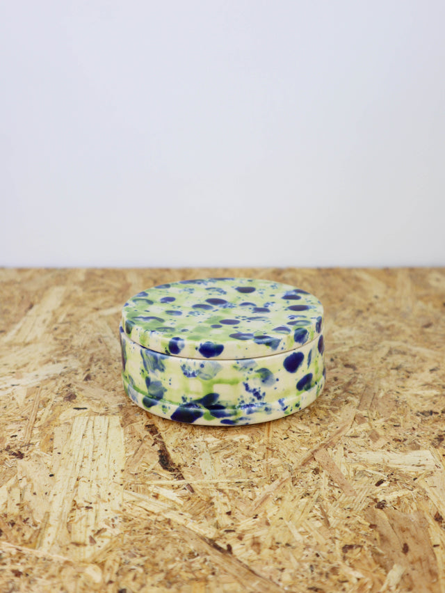 Dialog "multi green and blue" medium low jar with lid